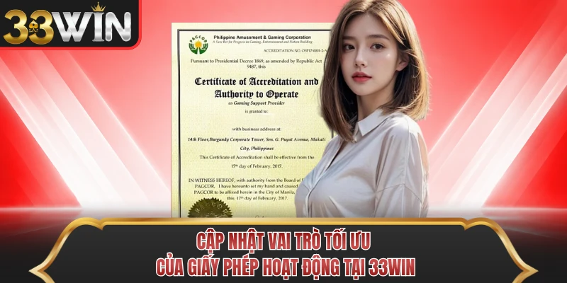 Cập nhật vai trò tối ưu của giấy phép hoạt động tại 33WIN 